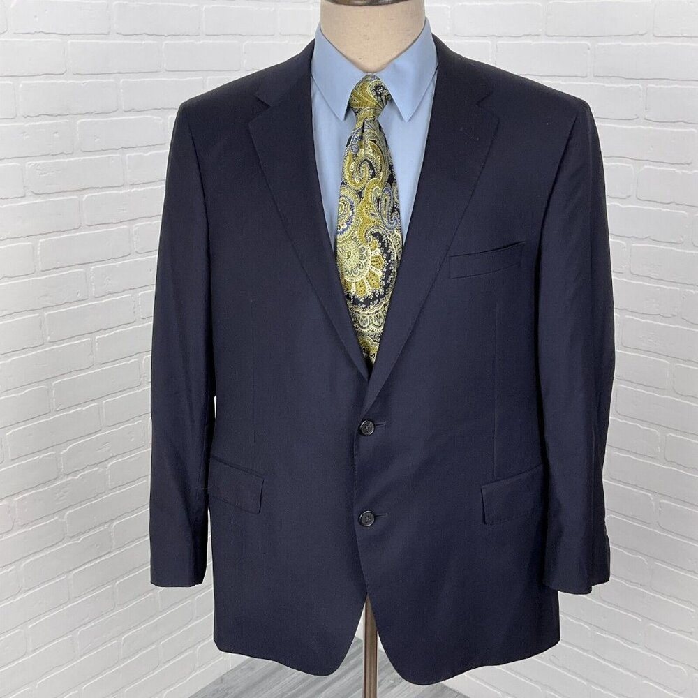 Samuelsohn Blazer Men 46R Blue Surgeon Cuffs Colombo Icewool 150s Italy